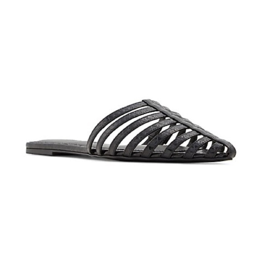 Women's Black Strappy Slide Sandals